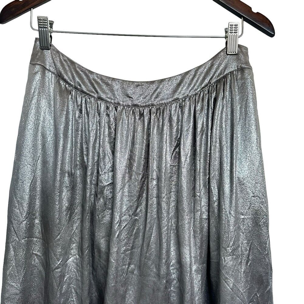 Etro Metallic Silk Mini Skirt Silver Gray Pleated Italian Designer Size 46 Us 10 View 6